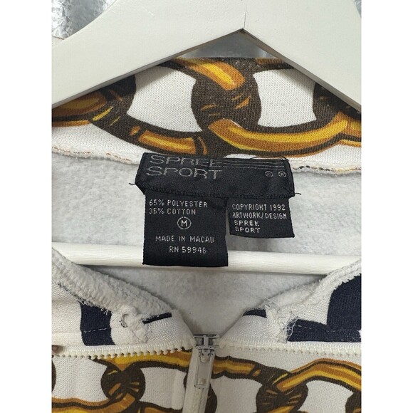 Spree Sport Vintage Collared Zip Sweater Versace Style Chain Link 1992 Mens Sz M - Picture 4 of 7